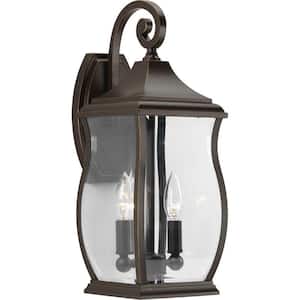 Township Collection 2-Light Oil Rubbed Bronze Clear Beveled Glass New Traditional Outdoor Medium Wall Lantern Light