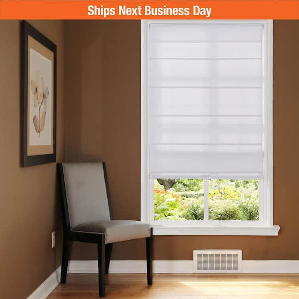 Cordless Light Filtering Fabric Roman Shade 29X64 White