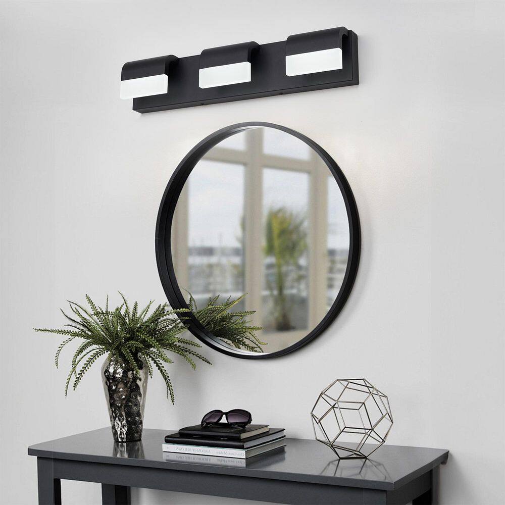 22 in. 3 Light Modern black Vanity Light Fixture Bathroom Over Mirror Wall Lights with Iron Acrylic Minimalist Design price history on PriceWatchPro