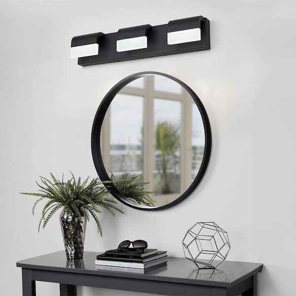 22 in. 3 Light Modern black Vanity Light Fixture Bathroom Over Mirror Wall Lights with Iron Acrylic Minimalist Design