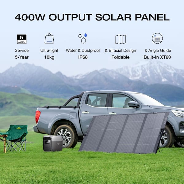 EcoFlow 400-Watt Monocrystalline Silicon Portable Solar Panel with
