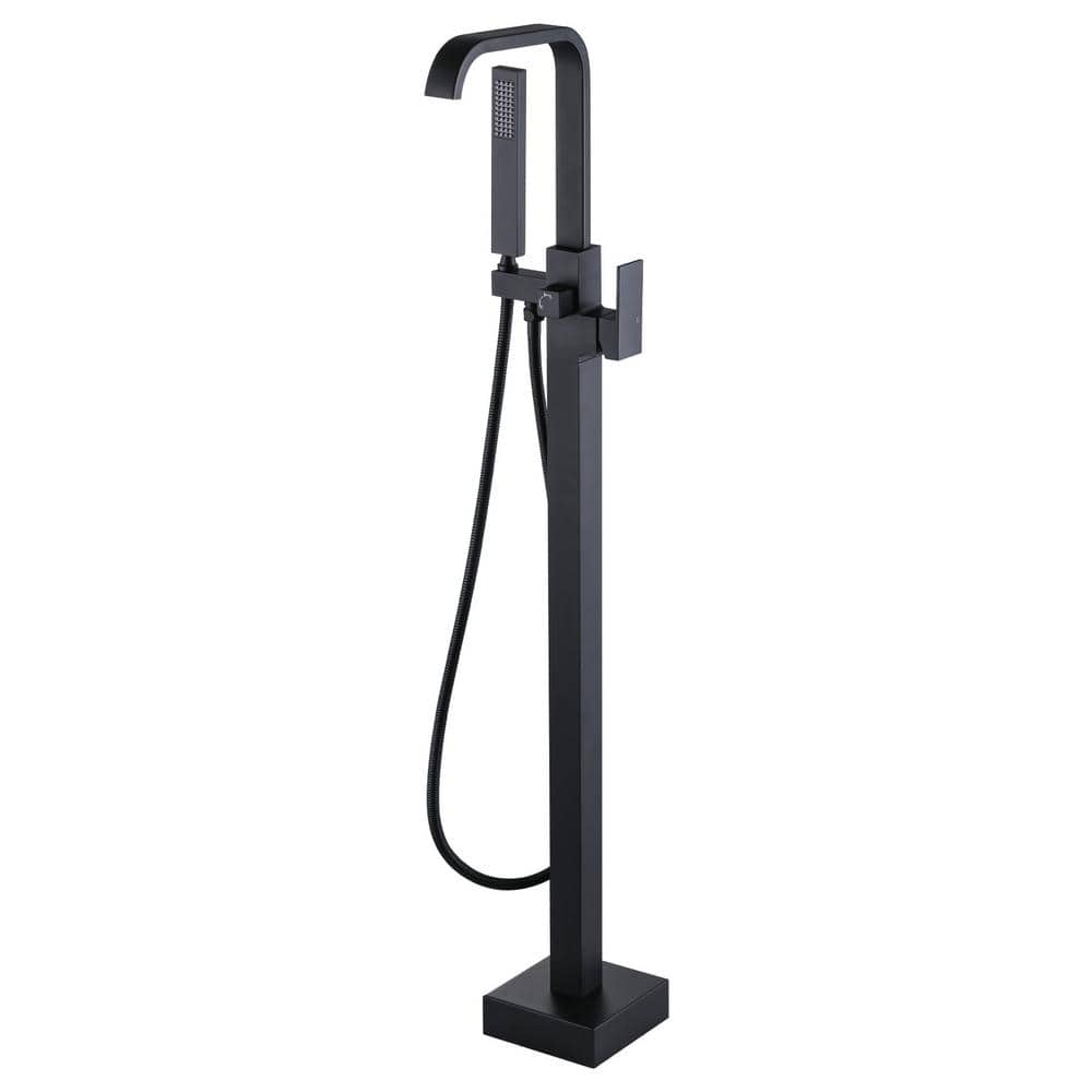 Brass Single-Handle Floor Mount Claw Foot Freestanding Tub Faucet Bathtub Filler with Hand Shower in Matte Black price history on PriceWatchPro