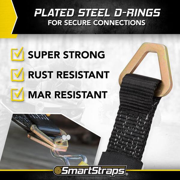 RURAL MART 8-Pack Black 24" Axle Straps – Heavy Duty Tie Downs For Race Car, Trailer, ATV, Tow Truck – HD Webbing