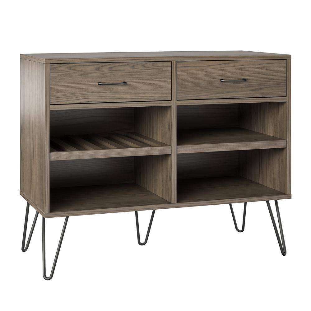 Medium Brown Engineered Wood Beverage Cabinet with Metal Legs