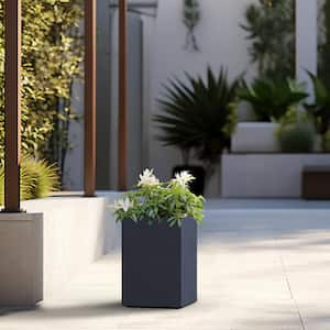 Modern 13 in. High Large Tall Tapered Square Granite Gray Outdoor Cement Planter Plant Pots