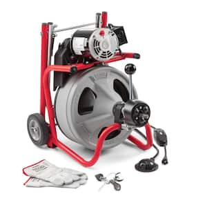 K-400 Drain Cleaning Snake Auger 120-Volt Drum Machine with 1/2 in. x 75 ft. C-45 IW Cable and Autofeed Accessory Bundle