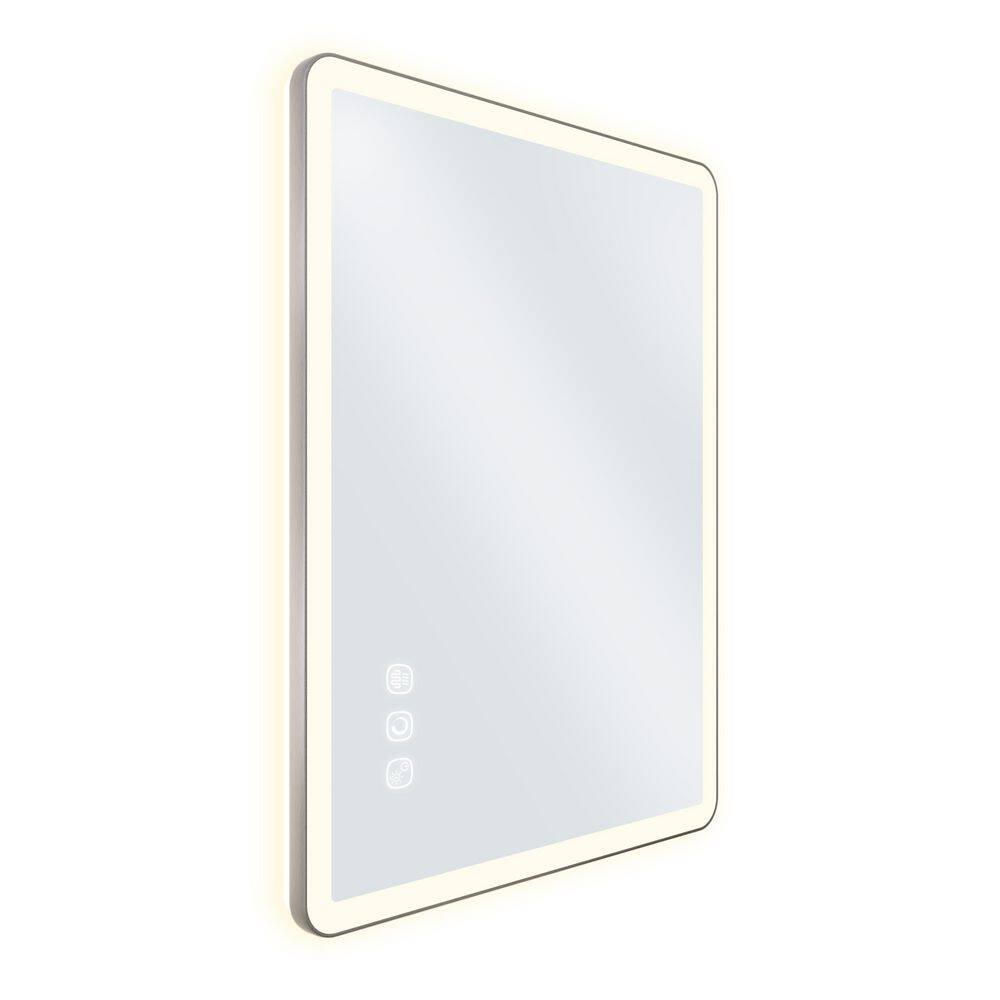 28 in. W x 36 in. H Rectangular Framed Anti-Fog Wall Vanity LED Mirror with Backlit and Front Light in Brushed Nichel price history on PriceWatchPro