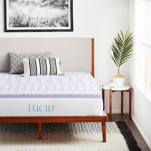 LUCID 4 Inch Ventilated Infused Memory Foam Mattress Topper, Twin, Lavender