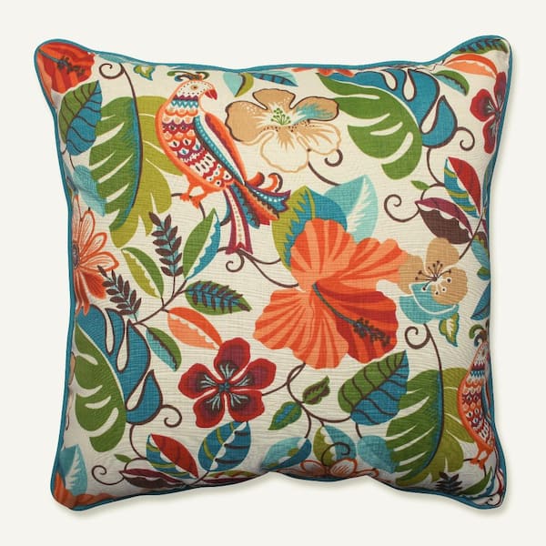 Pillow Perfect Floral Ivory Square Outdoor Square Throw Pillow