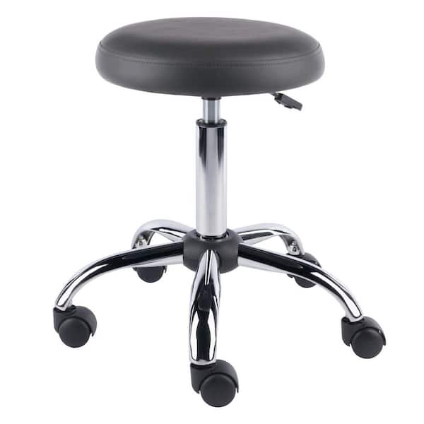 WINSOME WOOD Clyde Charcoal Faux Leather Adjustable Cushion Swivel Stool