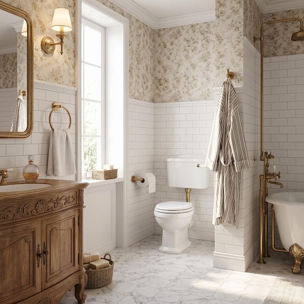 3-Piece Bathroom Hardware Set with Towel Ring Towel Hook and Toilet Paper Holder in Brushed Gold