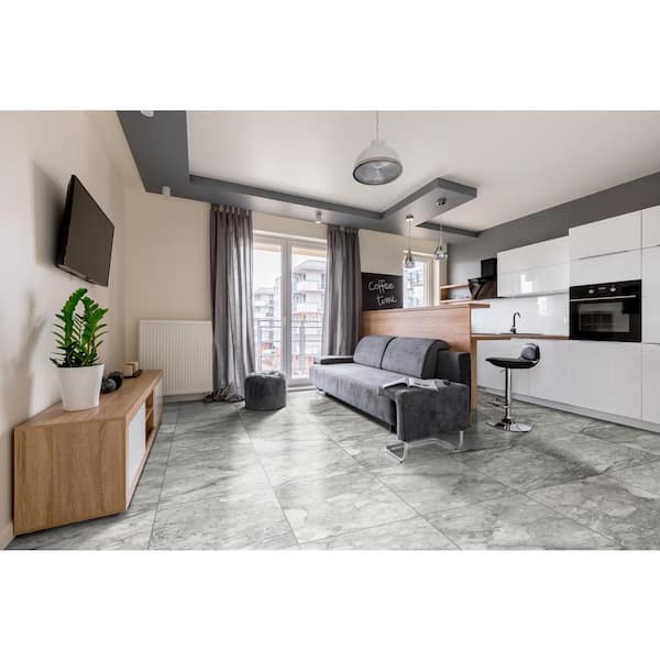 Leonardo Onda Gray 24 in. x 24 in. Polished Porcelain Stone Look Floor and Wall Tile (16 sq. ft./Case)