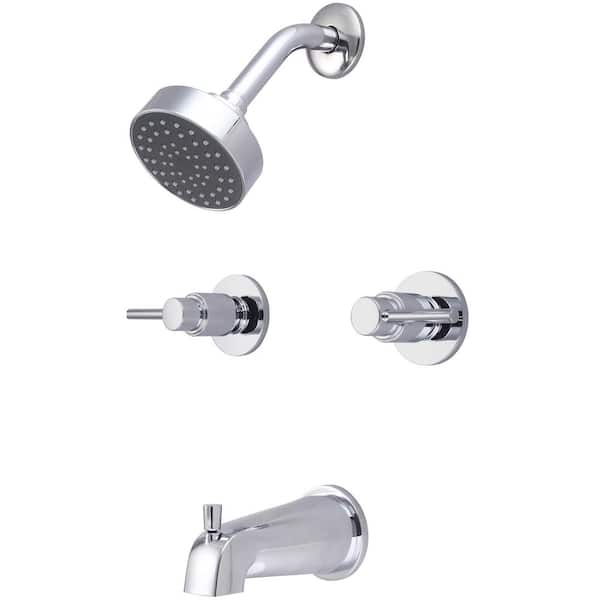 Central Brass 8997-M1 Double Handle 1-Spray Tub and Shower Faucet 1.75 GPM in. Chrome Valve Included