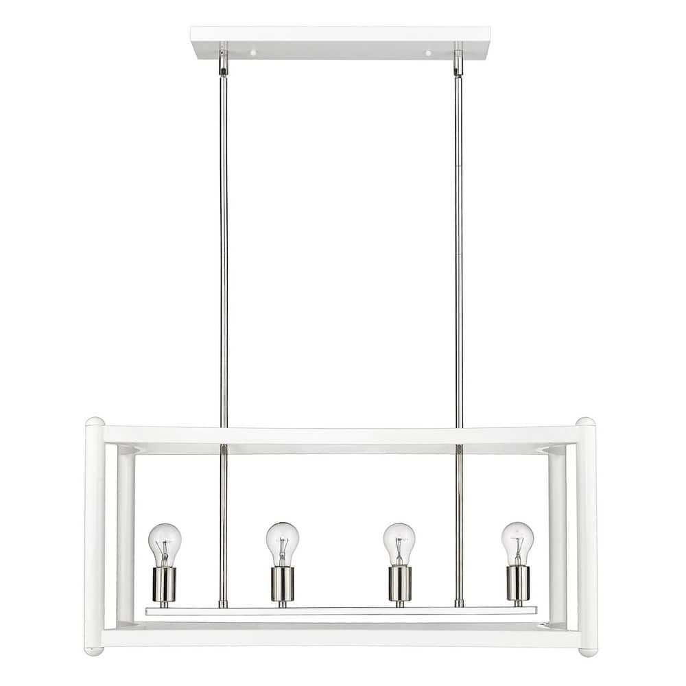Contemporary Coyle 16'' Polished Nickel White Island Pendant