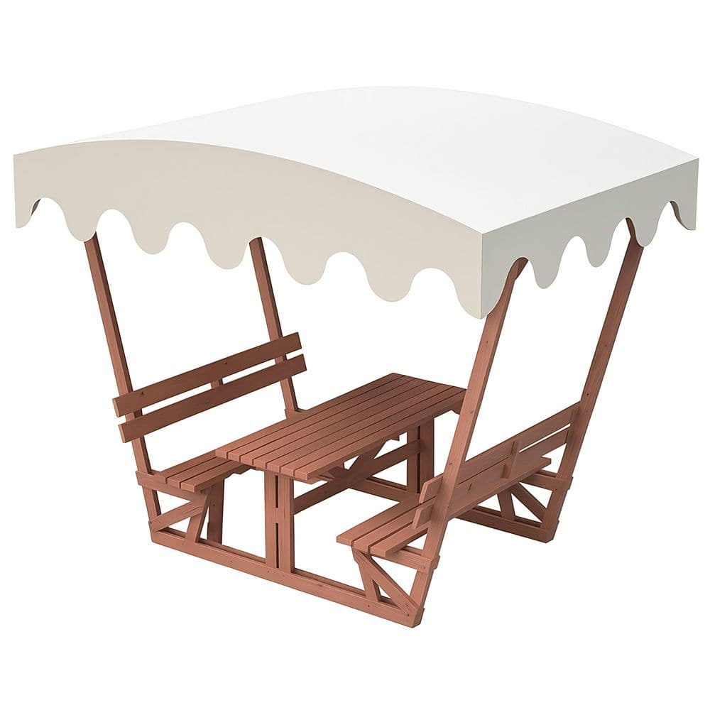 60.7 in. Brown Rectangle Outdoor Waterproof Wood Picnic Table Seats 6 People with Removable Canopy price history on PriceWatchPro