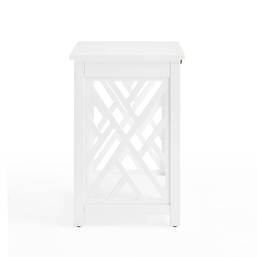 Coventry Pine Wood End Table with Tray Shelf in White