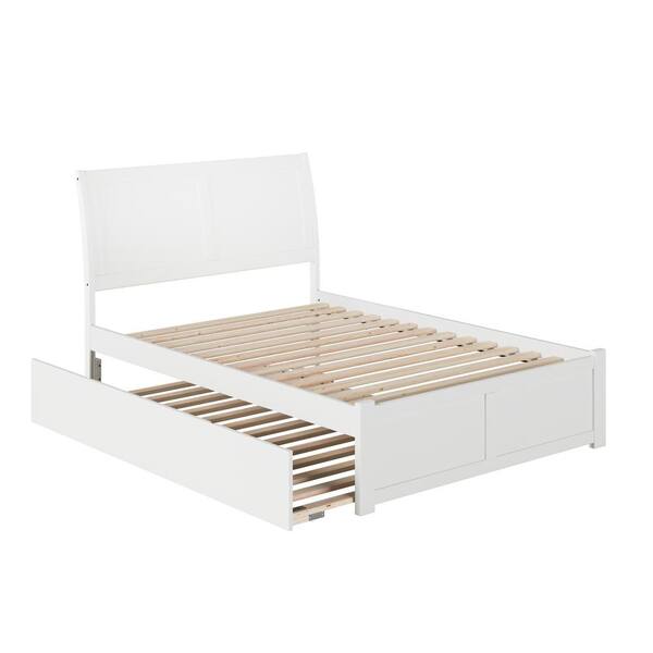 AFI Portland White Full Platform Bed with Flat Panel Foot Board and ...