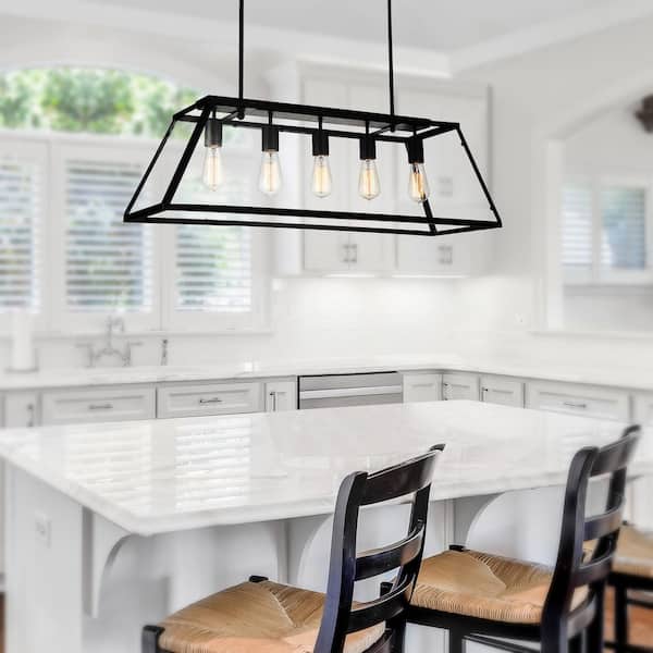Alyson 5 Light Down Chandelier With Black Finish