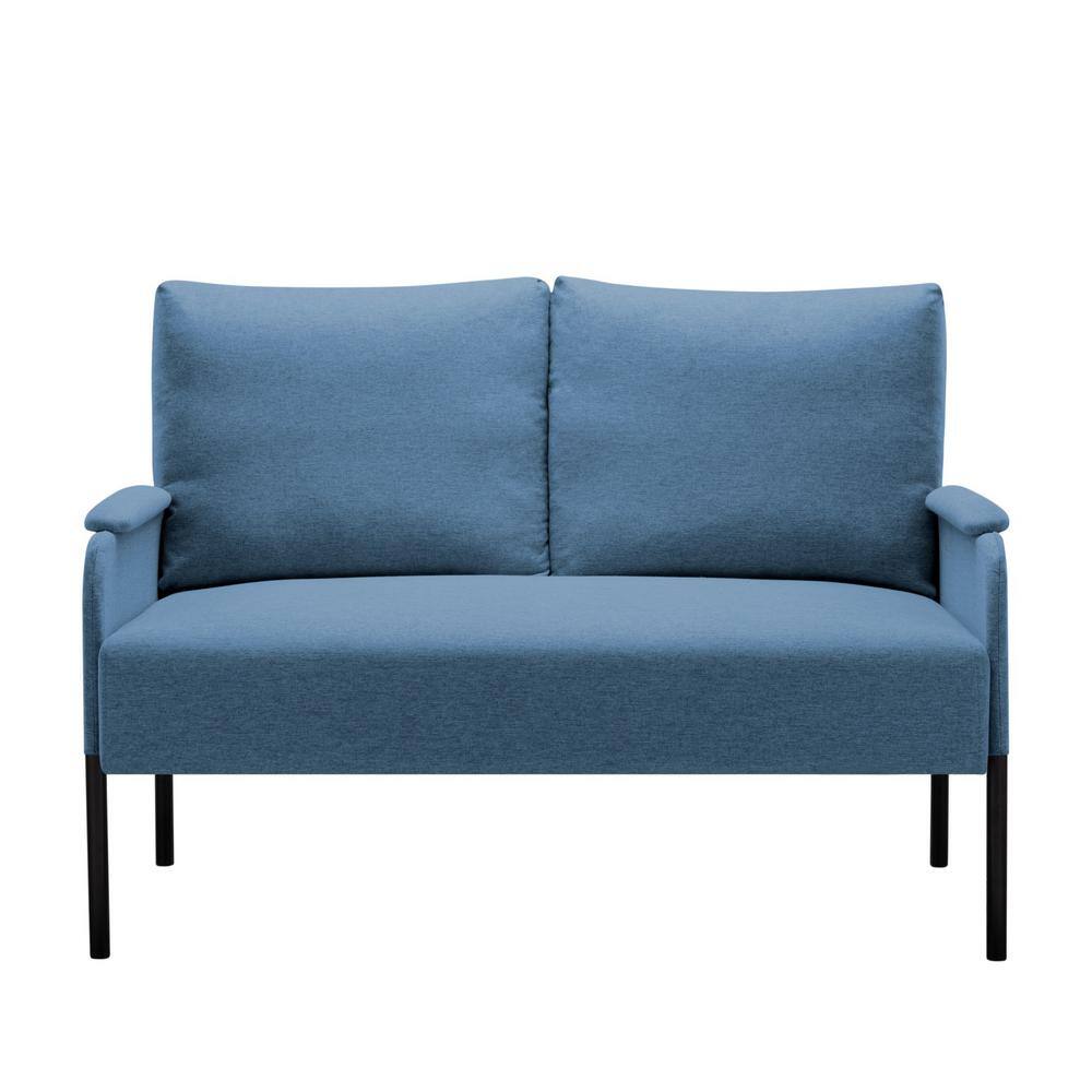 45.7 in. W Square Arm Linen Blend Modern Rectangle Sofa in. Blue