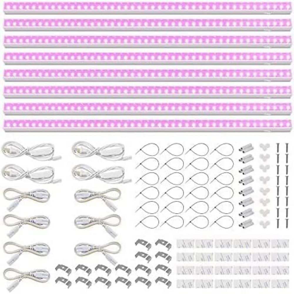 8-Pack 2 ft. 80W (8 x 10W, 500W Equivalent) Grow Lights  for Indoor Plants, Full Spectrum, Plug and Play, Pink price history on PriceWatchPro