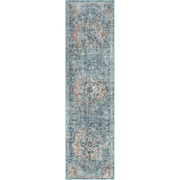 Tayse Rugs Wakefield Oriental Gray Blue 2 ft. x 10 ft. Indoor Runner Rug
