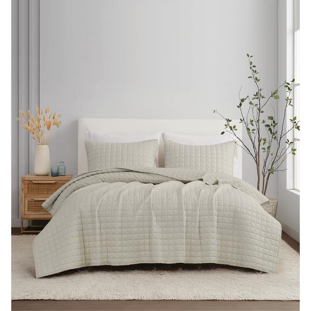 Natural Linen King Quilt Set with Shams