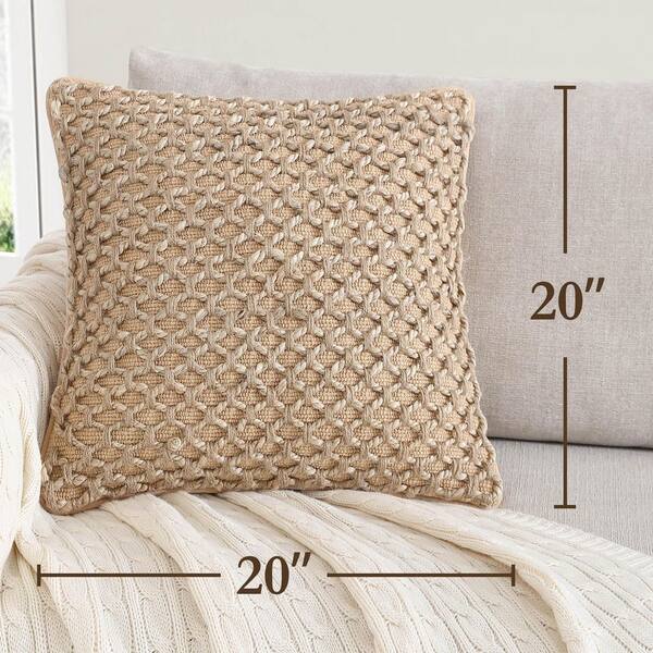 Set Of 2 Geometric Lattice Pattern And Warm Brown Faux Leather Pillow Covers Set Of 2 Geometric Lattice Pattern And Warm Brown Faux Leather Pillow Covers