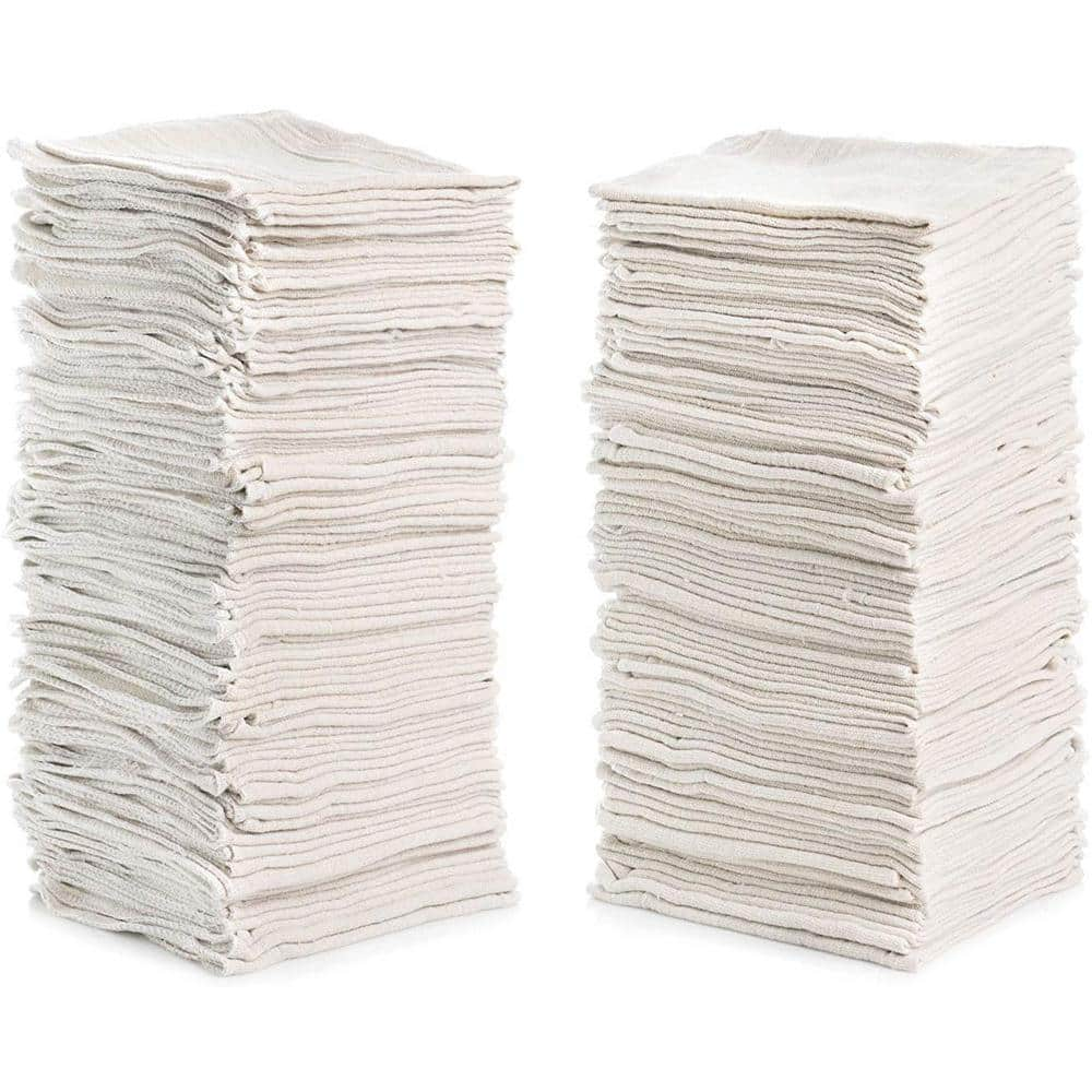  STF Linen Cotton Shop Towels White – (Pack of 150) Size 14x14  Inches Cleaning Rags – Absorbent Shop Rags and Multipurpose Cleaning Towels  for Automobiles, Industries, Garage and Homes : Automotive