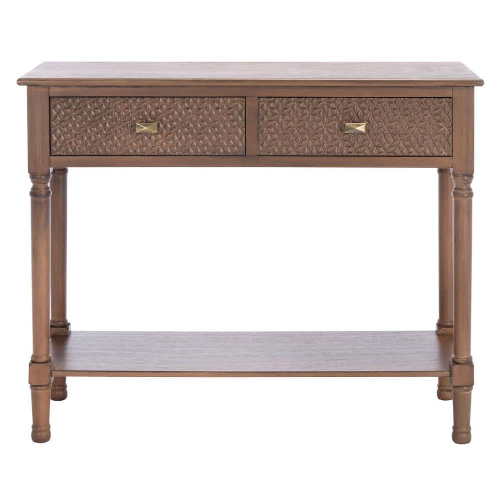 Halton Brown 40" Wood and Metal Console Table with Storage