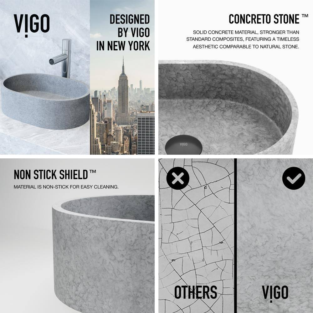 Giralda Gothic Gray Stone Oval Vessel Bathroom Sink