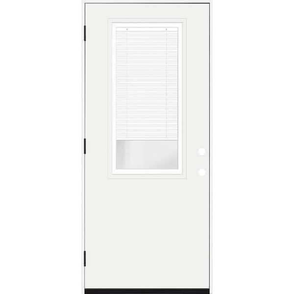 Steves & Sons Legacy 36 in. x 80 in. RHOS 2/3 Clear Glass Micro-Blind White Primed Fiberglass Prehung Front Door