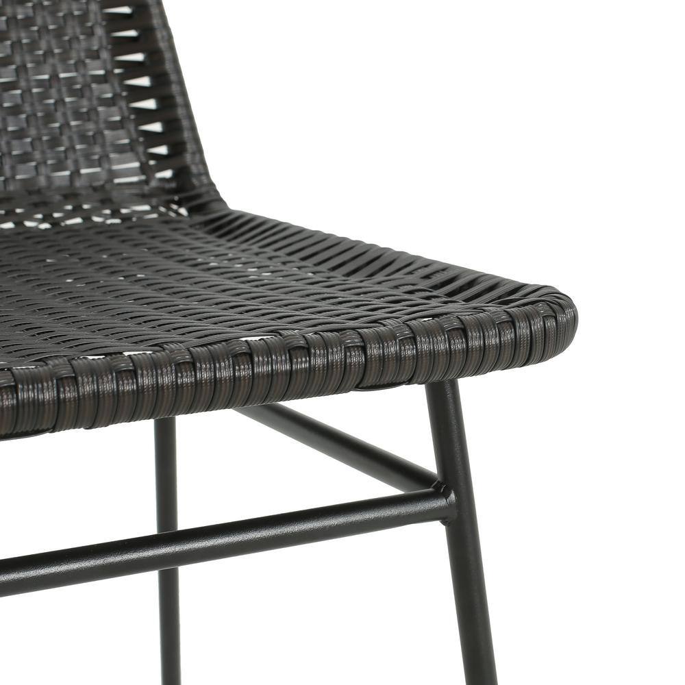 Dark Brown 2-Person PE Rattan and Acacia Wood Patio Set