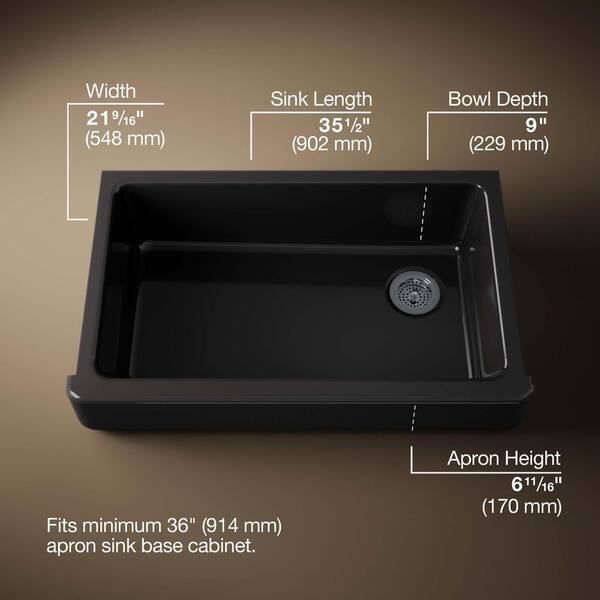 KOHLER Whitehaven Undermount Farmhouse Apron Front Cast Iron 36 in