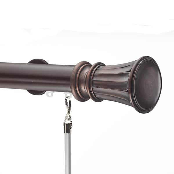 Art Decor Tekno 40 84 in. Non-Adjustable 1.5 in. Single Traverse Window Curtain Rod Set in Maroon with Aron Finial