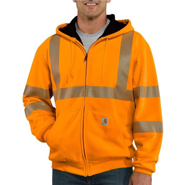 Carhartt Men's Large Brite Orange Polyester High Visibility Zip-Front Class 3 Thermal Sweatshirt