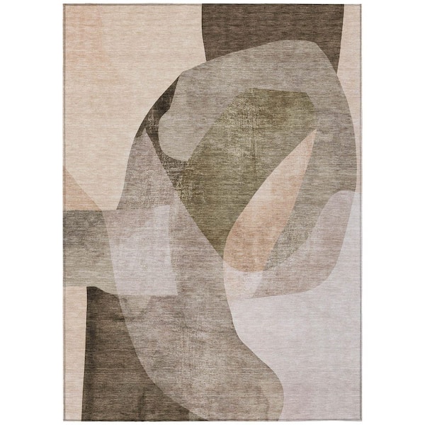 Chantille Machine Washable Indoor/Outdoor Abstract ACN2058 Taupe 8 ft. x 10 ft. Area Rug