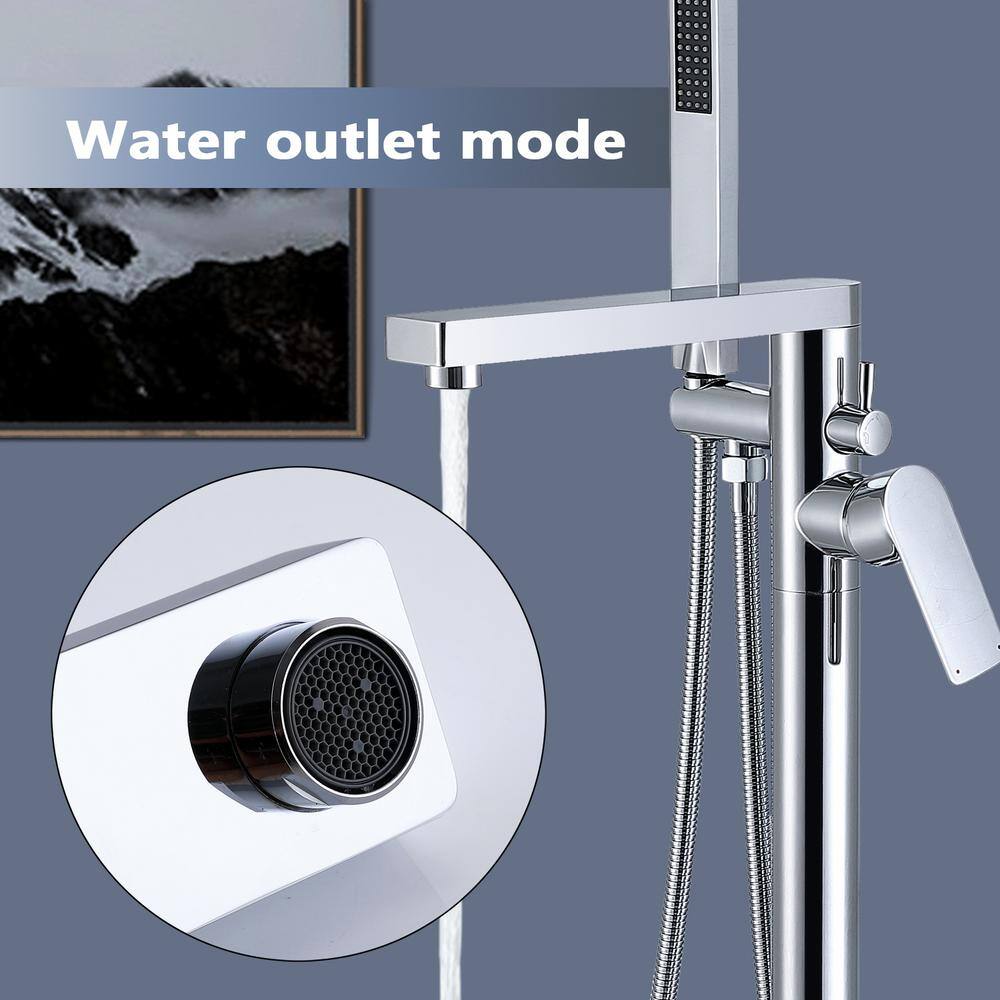 Chrome Freestanding Tub Filler with Lever Handle