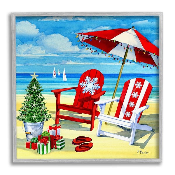 Stupell Industries Coastal Christmas Scene by Paul Brent 1 Piece Framed Graphic Print Nature Poster Art Print 12 in. x 12 in.