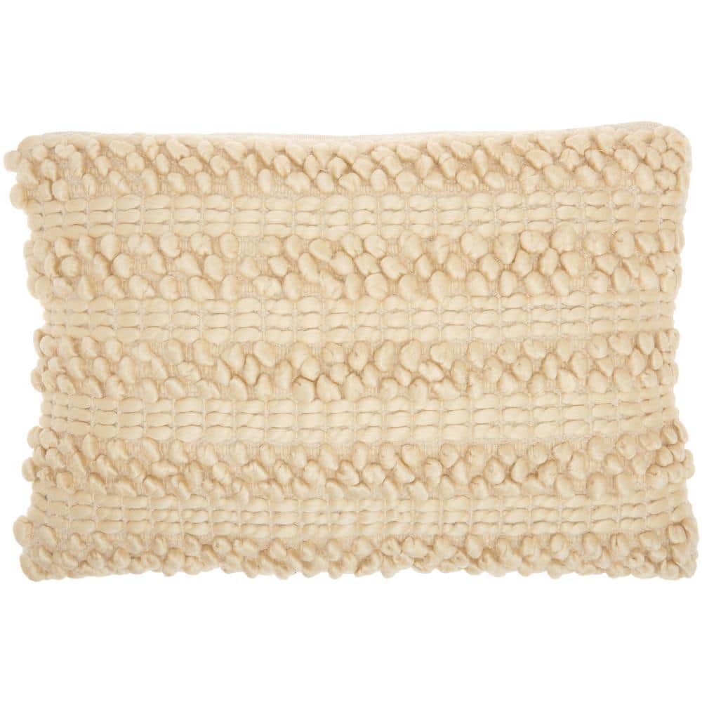 Beige Woven Stripes Rectangular Throw Pillow Set