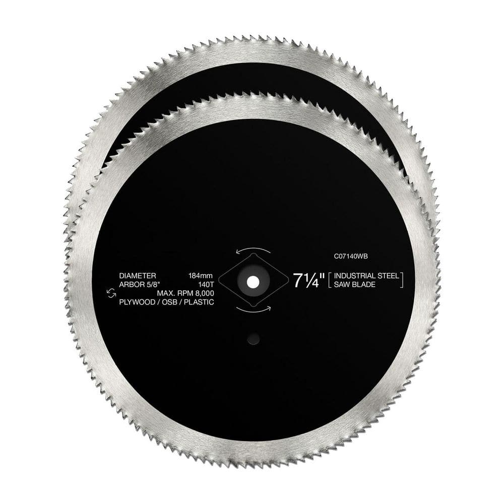 7-1/4 in. 140-Tooth Plywood Plastic Paneling Vinyl Siding Cutting Steel Circular Saw Blade Power Tool Accessory 2-Pack price history on PriceWatchPro