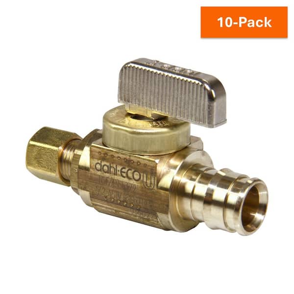 ProPEX 1/2 in. PEX-A Expansion Barb x 1/4 in. OD Compression Lead-Free Brass Straight Ice Maker Box Valve (10-Pack)