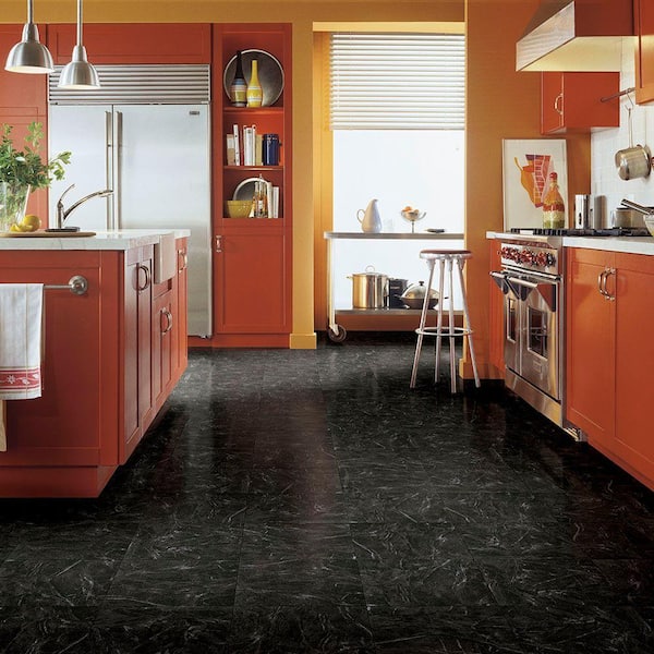 black marble floor kitchen