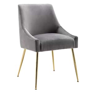 Trinity Gray Upholstered Velvet Accent Chair With Metal Legs