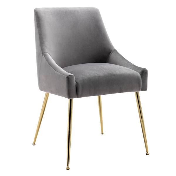 WESTINFURNITURE Trinity Gray Upholstered Velvet Accent Chair With Metal Legs