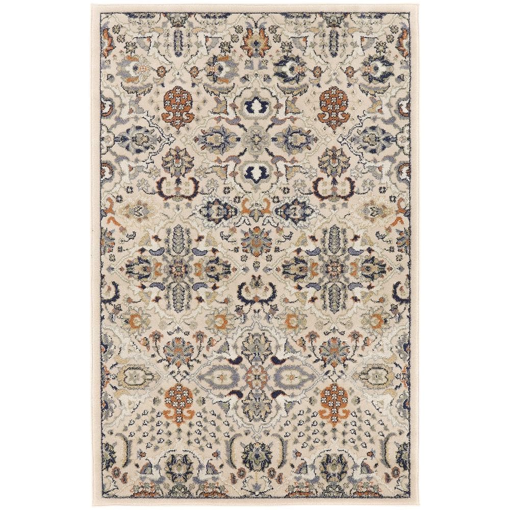 Nourison Allur Beige 4 ft. x 6 ft. Abstract Medallion Transitional Area ...