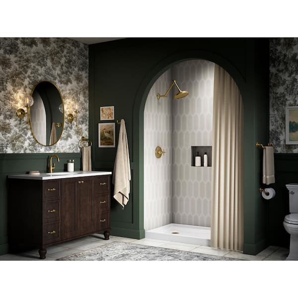 Paces Single Handle 3-Spray Shower Faucet with 1.75 GPM in Vibrant Moderne Brushed Brass (Valve Included)