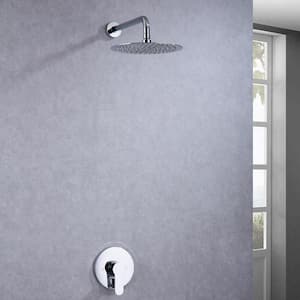 1-Spray Patterns with 2.5 GPM 10 in. Wall Mount Rain Fixed Shower Head in Chrome