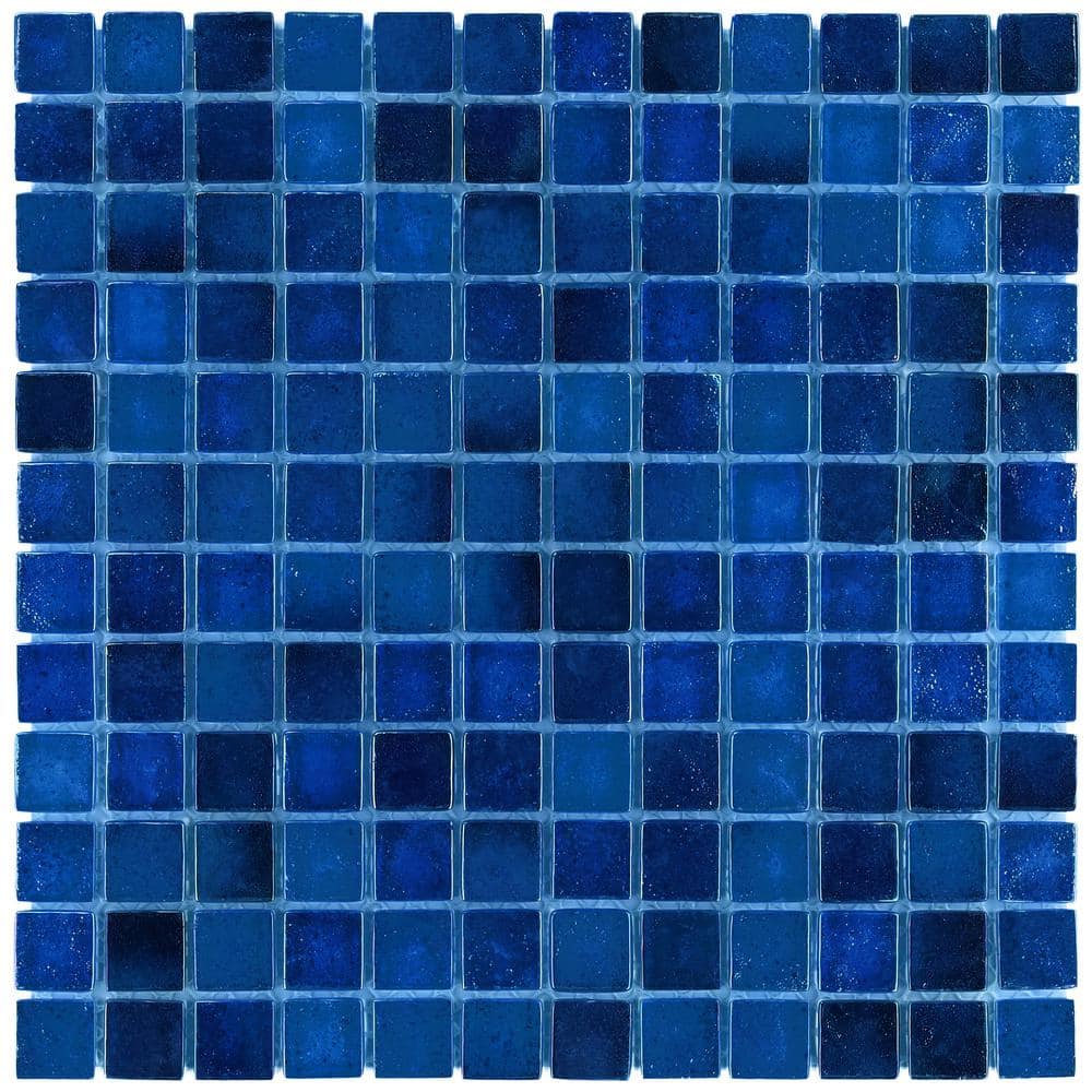 Shallows Dark Blue Polished Glass Mosaic Wall Tile