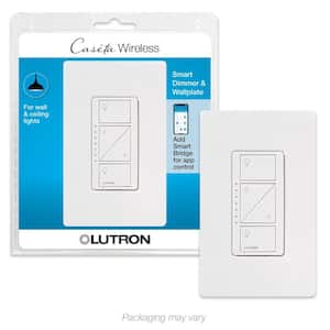 Caseta Smart Dimmer Switch with Wall Plate for Wall & Ceiling Lights, 150W LED, White (PDW-6WCL-WH)