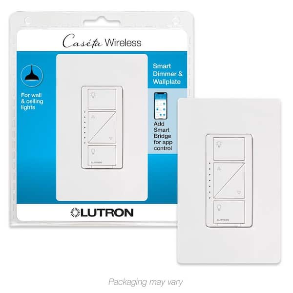 Caseta Smart Dimmer Switch with Wall Plate for Wall & Ceiling Lights, 150W LED, White (PDW-6WCL-WH)